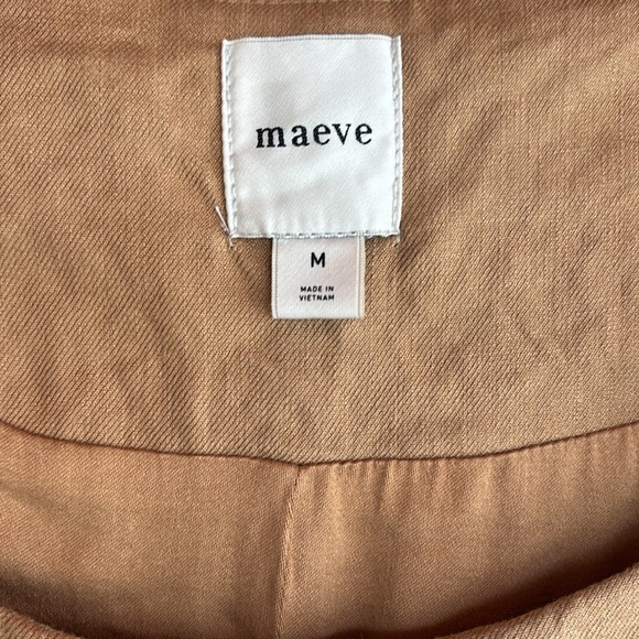 Maeve by Anthropologie Women's Tan Sleeveless Button-Down linen blend vest M - Picture 3 of 10